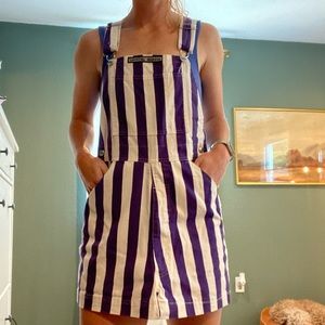 Purple & White Game Bibs Skirt Overalls